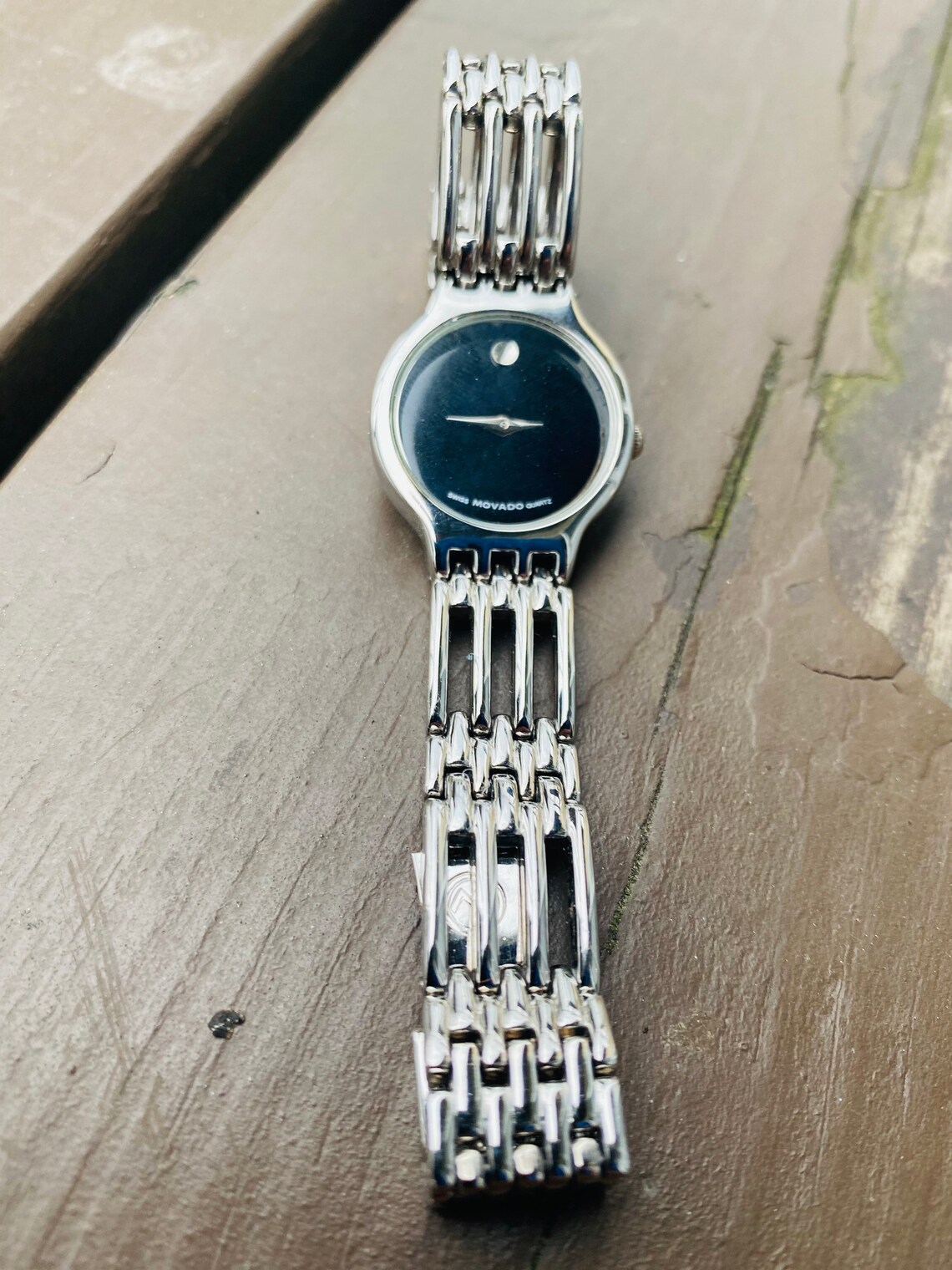 Movado vintage pre owned ladies watch black /silver Etsy