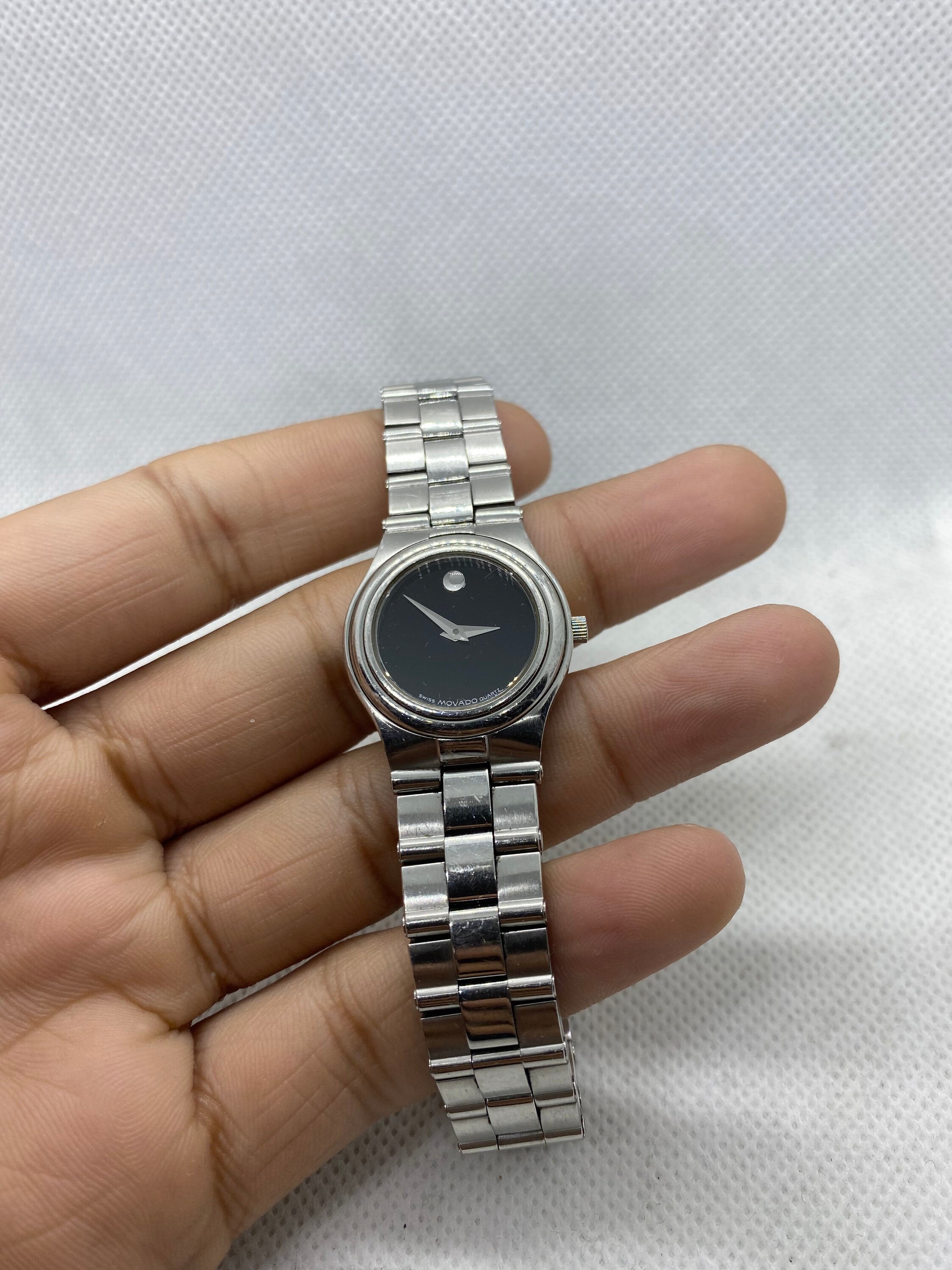 Ladies Movado museum silver watch with black face Etsy