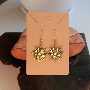 Gold Sun Dangle Earrings