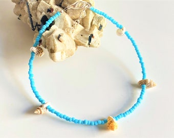 Muschel-Fußkettchen: Türkis-Rocailles-Strand-Knöchel-Armband