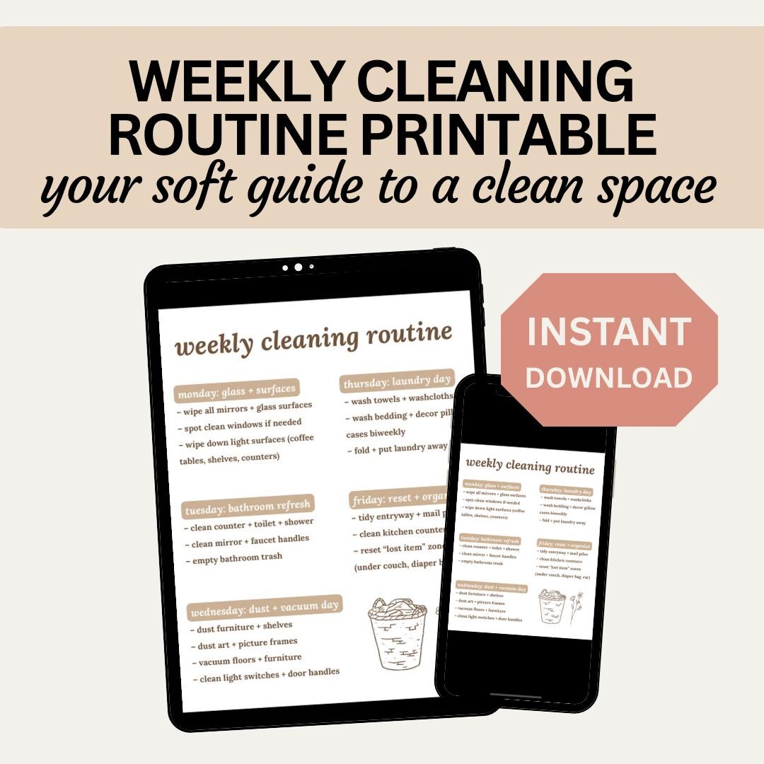 Weekly Cleaning Routine Printable | Minimalist Cleaning Schedule ...