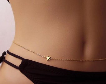Simple handmade body waist belly chain for bikini, Sexy beach jewelry for women