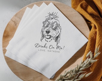 Custom Pet Cocktail Napkins, Dog Wedding Napkins, Custom Pet Cocktail Napkins, Customized Pet Napkins, Custom Pet Portrait Wedding Napkins