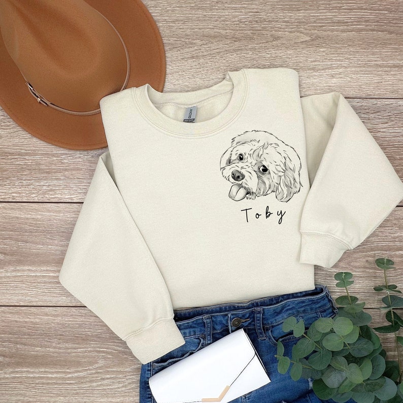 Custom Pet Sweatshirt with Personalized Pet Sketch Cozy Gift for Pet Lovers image 10