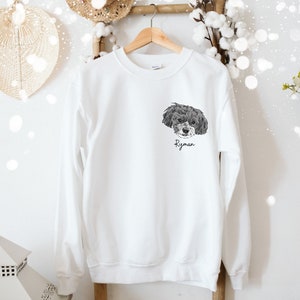 Custom Pet Sweatshirt with Personalized Pet Sketch Cozy Gift for Pet Lovers image 2