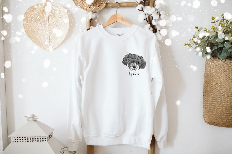 Custom Pet Sweatshirt with Personalized Pet Sketch Cozy Gift for Pet Lovers image 2