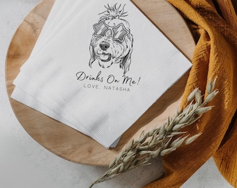 Custom Pet Portrait Cocktail Napkins: Dog Wedding Decor