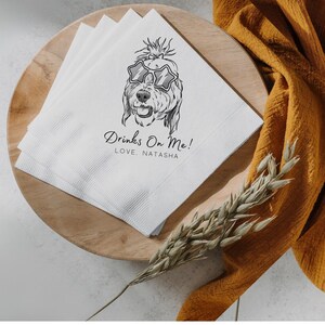 Custom Pet Cocktail Napkins, Custom Pet Portrait Wedding Napkins, Dog Wedding Napkins, Custom Cat Cocktail Napkins, Customized Pet Napkin