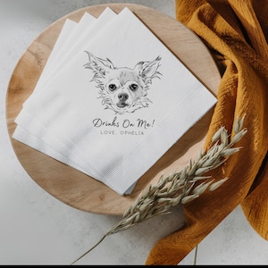 Custom Pet Cocktail Napkins, Dog Wedding Napkins, Custom Pet Cocktail Napkins, Customized Pet Napkins, Custom Pet Portrait Wedding Napkins image 10