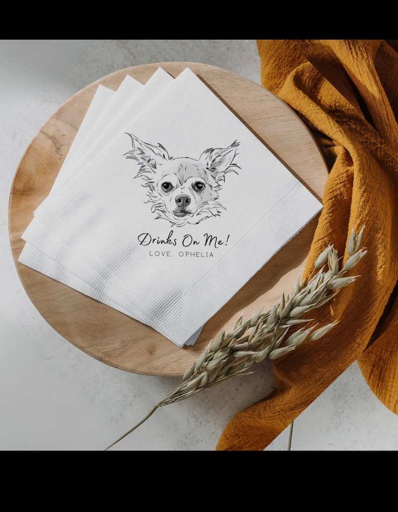 Custom Pet Cocktail Napkins, Dog Wedding Napkins, Custom Pet Cocktail Napkins, Customized Pet Napkins, Custom Pet Portrait Wedding Napkins image 10