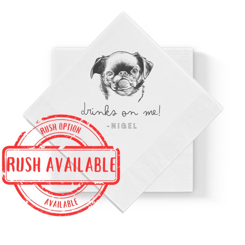 Custom Pet Cocktail Napkins, Dog Wedding Napkins, Custom Pet Cocktail Napkins, Customized Pet Napkins, Custom Pet Portrait Wedding Napkins image 3