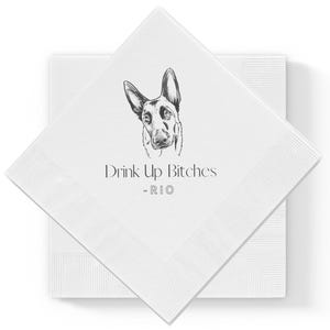 Custom pet cocktail napkins, dog wedding napkins, custom pet cocktail napkins, customized pet napkins, custom pet portrait wedding napkins