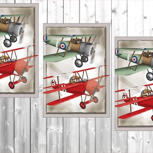 Pack of 10 RAF Vintage Red Baron greetings A5 portrait + 20 Kraft brown envelopes