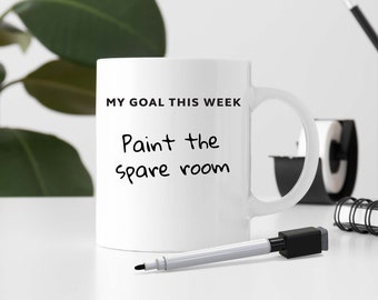 My Goal This Week Mug + Pen | Personalised Mug for Goal Setting | Motivational Gift Weekly Planner | 11oz Ceramic Mug