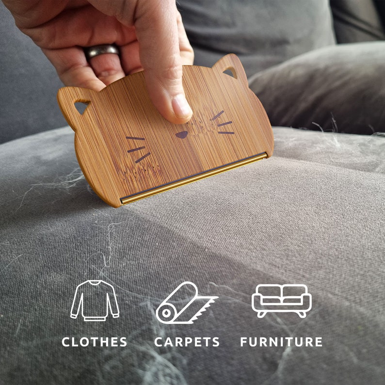 Cat Hair Remover by Pikkii cleaning sofa. Suitable for use on clothes, carpets and furniture
