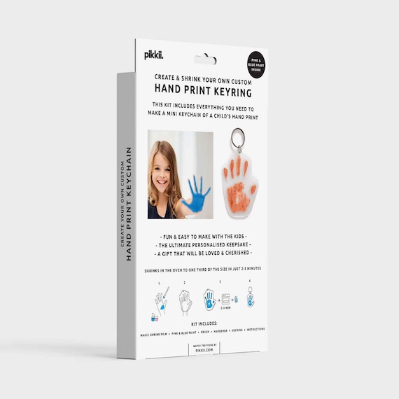 Mini Hand Print Keyring Kit Personalised Keepsake DIY Magic Shrink Keychain Kids Crafts Paint Kit Customized Gifts Etsy