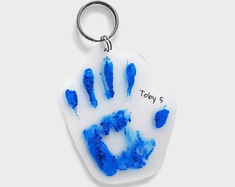 Mini Hand Print Keyring Kit | Personalised Keepsake DIY Magic Shrink Keychain | Kids Crafts, Paint Kit | Customized Gifts