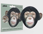 Monkey Lens Cleaning Cloth | Ultra-Soft Microfiber Animal Themed Cloth | Novelty Gift | Cleans Screens, Glasses and Lenses 17 x 15 cm
