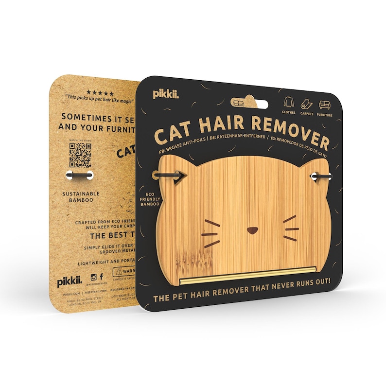 Cat Hair Remover | Sustainable Bamboo Portable Lint Roller Pet Hair Remover for Clothes | Carpets & Furniture | Pet Accessory for Cat Owners Bild 2