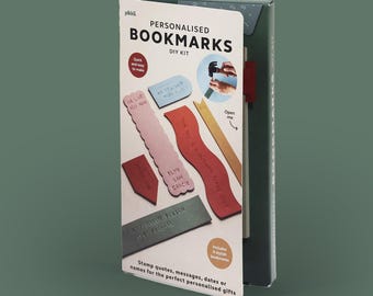 Personalised Bookmarks | DIY Kit with Stamping Tools and Vegan Leather | Craft Gift for Book Lovers |  Make Your Own Custom Bookmark Set