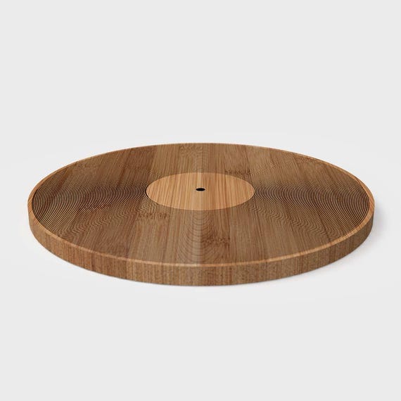 12 Inch Vinyl Record Chopping Board | in Sustainable Bamboo | Double Sided Cutting and Serving Board for Music Lovers | DJ Kitchen Gift Idea