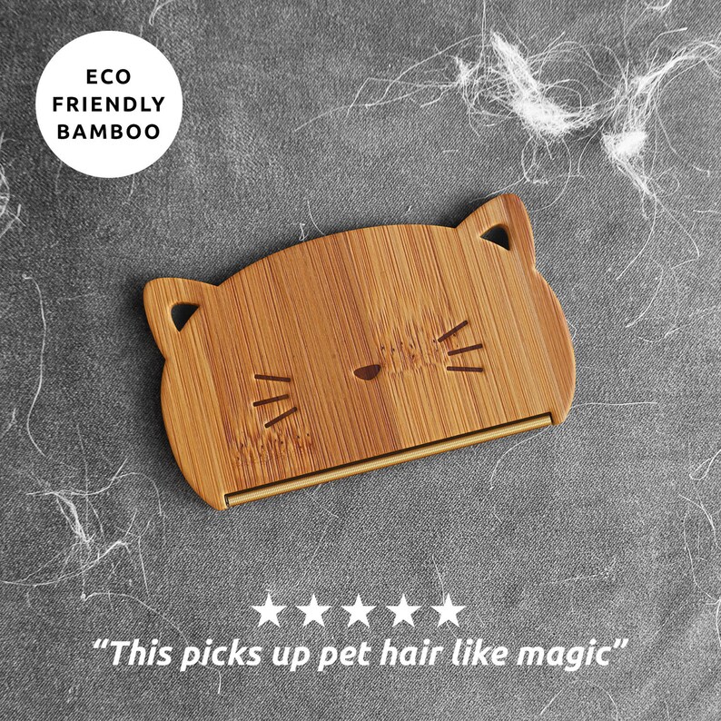 Eco friendly bamboo Cat Hair Remover by Pikkii picks up pet hair like magic