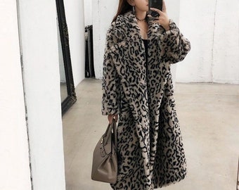 leopard print fuzzy coat