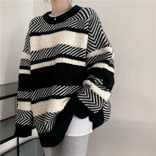 Black White Sweater - Etsy