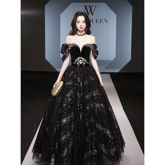 Beaded Corset Black Prom Evening Dresses with Satin Skirt – loveangeldress