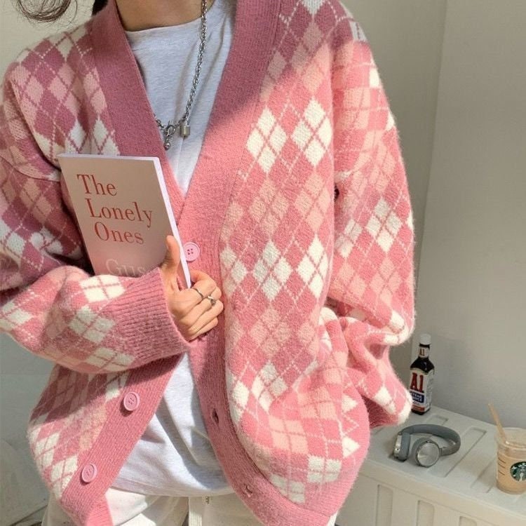 Argyle Cardigan - Etsy