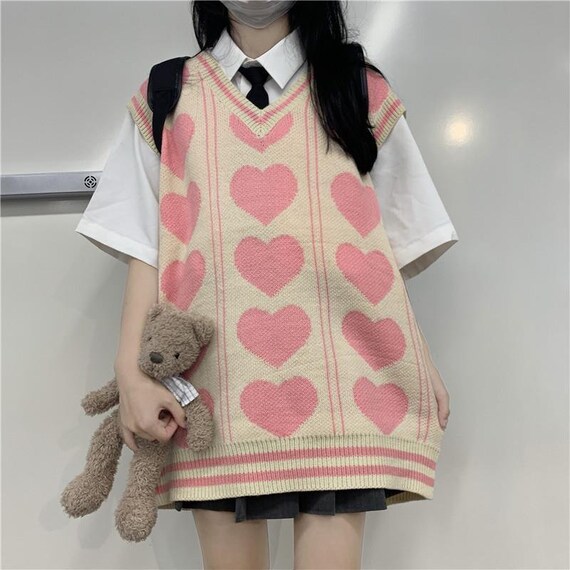 pink heart sweater women's
