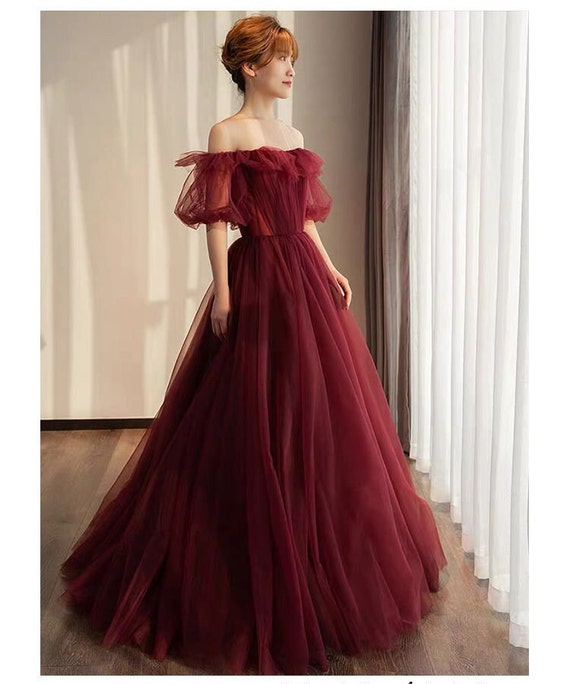 Buy Red Prom Gown Dress Red Mesh Long Dress Red Tulle Dress Bridesmaid Dress  Birthday Gown Dress Online in India - Etsy