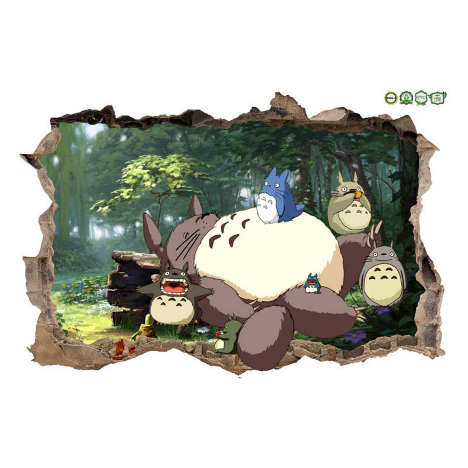 3D Totoro Wall Sticker Decal Cartoon Totoro Wall Stickers Etsy