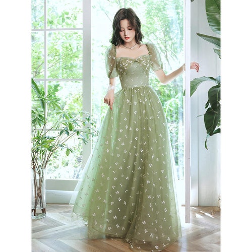 Green Prom Gown Avocado Princess Gown Green Event Dress - Etsy