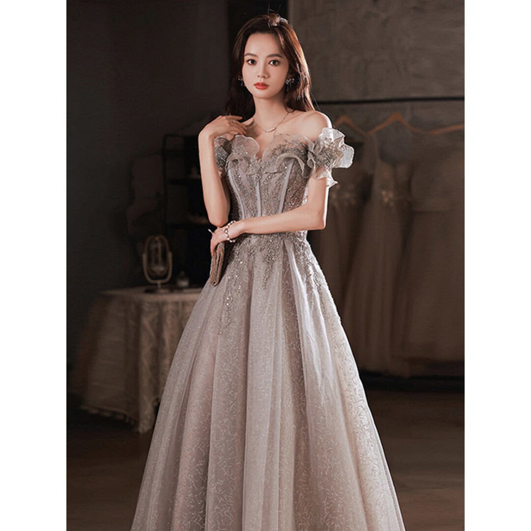 Popular Cheap Sequin Long Off Shoulder V-Neck Floor-Length Bridesmaid Dresses, WG09
