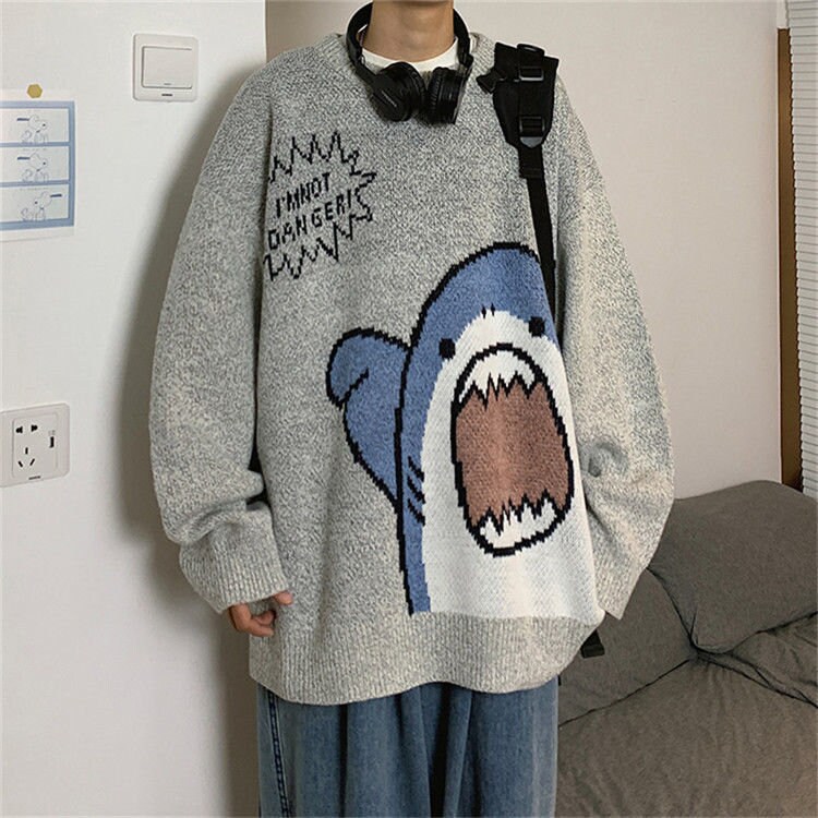 Unisex Knitted Shark Sweater Pullover Jumper Men Loose - Etsy UK