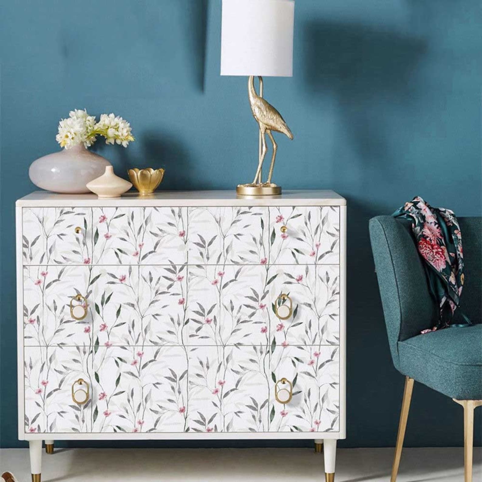 Modern Floral Wallpaper Peel And Stick Removable Etsy