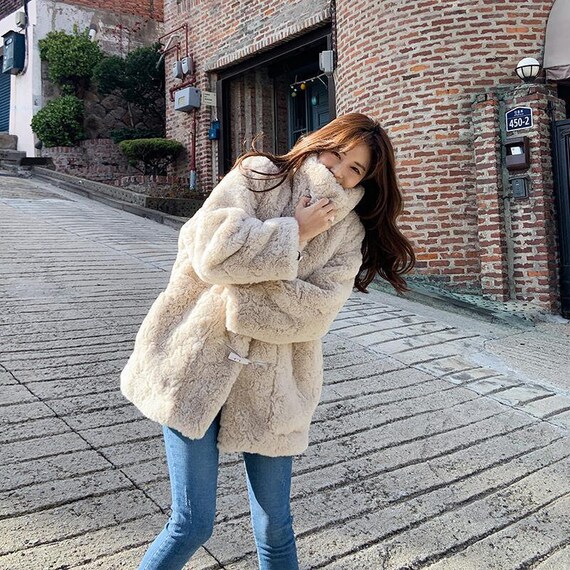 Fuzzy fleece coat cheap