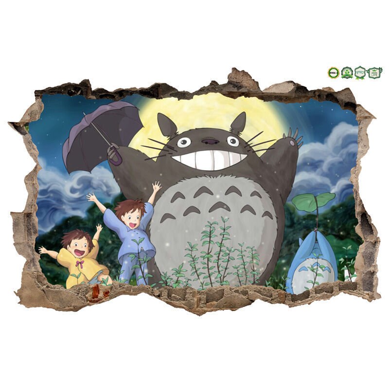 3D Totoro Wall Sticker Decal Cartoon Totoro Wall Stickers Etsy