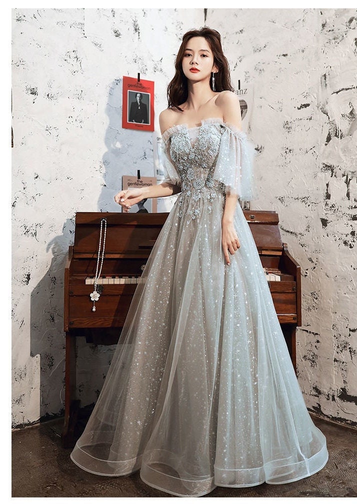 gray prom dress