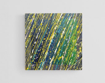 Acrílico abstracto sobre lienzo verde de pequeño tamaño arte original pintura abstracta para la decoración del hogar