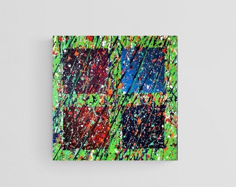 Acrílico abstracto sobre lienzo coloridas líneas de pintura y pintura original cuadrada decoración del hogar