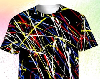 Camiseta totalmente impresa / Camiseta abstracta de moda / Camiseta de arte abstracto / Camiseta de arte Pollock