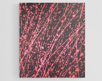 Black and Rose Abstract Painting, Lady Night, Original Acrylic Art