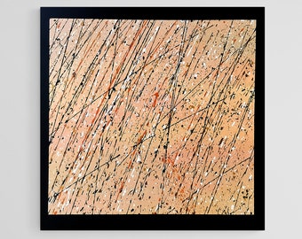 Abstract Black and Rose Acrylic Painting, Large Square Canvas Art (55 in)