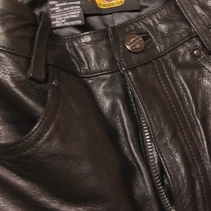 Harley Davidson Black 100% Leather Studded Pants 36/8 Zipper Leg Vent ~  MINT!!!