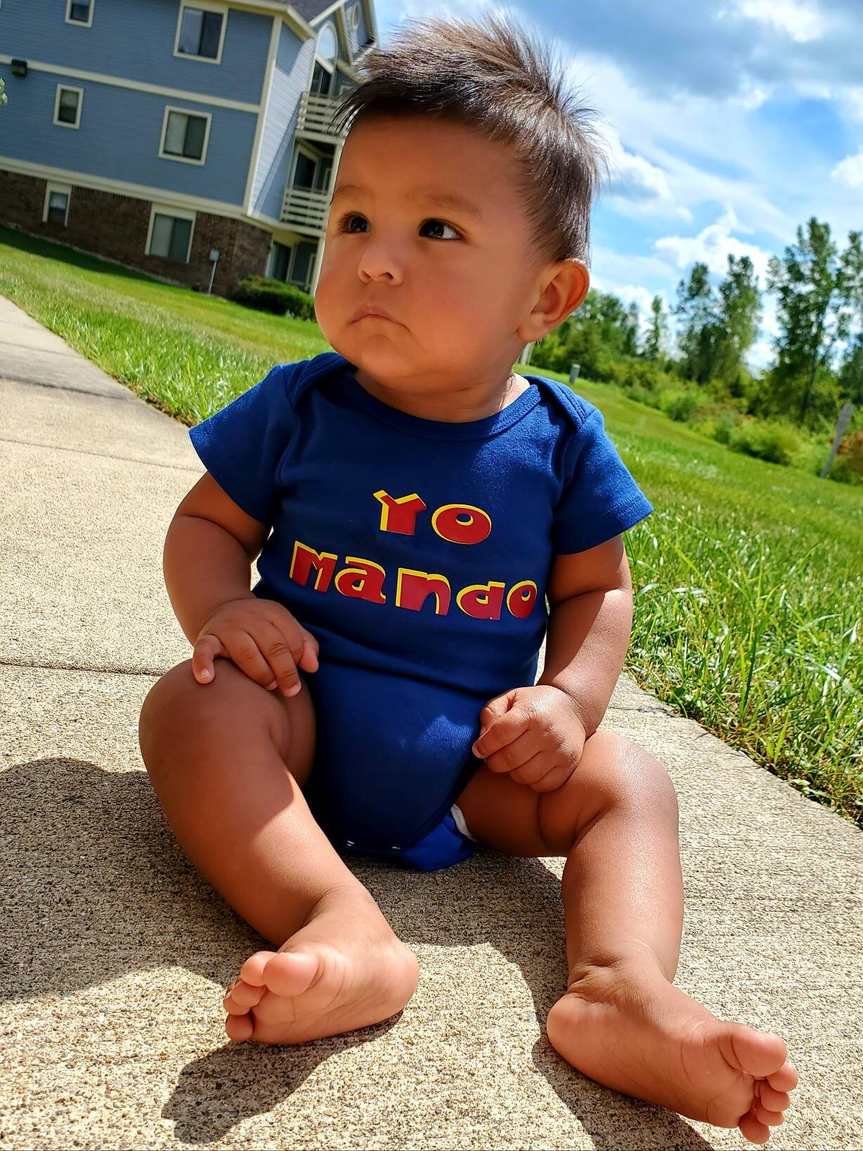 Baby Boy blau Outfit in Spanisch, Latino Baby Boy Body, Baby Boss