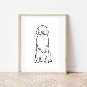 Golden Retriever Outline Print, Digital Download, Printable Art