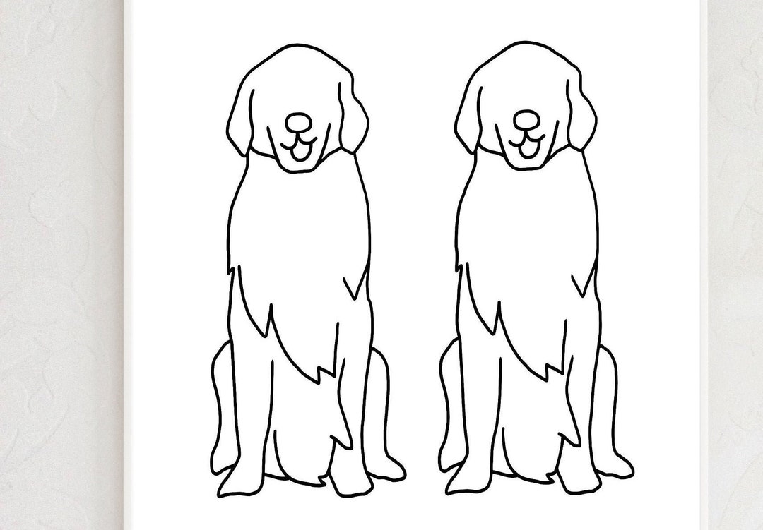 Two Golden Retrievers Outline Print, Digital Download, Printable Art - Etsy