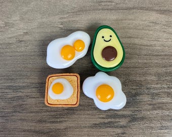 Avocado & Egg Toast Shoe Charm Set | Set of 4 Charms